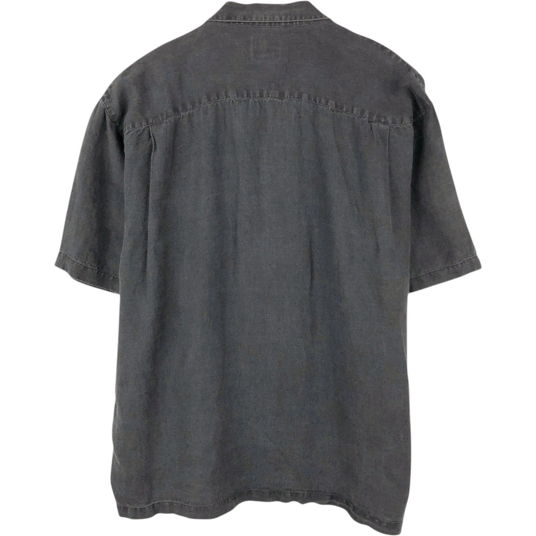 Tommy Bahama Relax Short-Sleeve Open-Collar Linen Shirt, Boxy Fit, Men's Size XL linen black type Vintage Second Hand