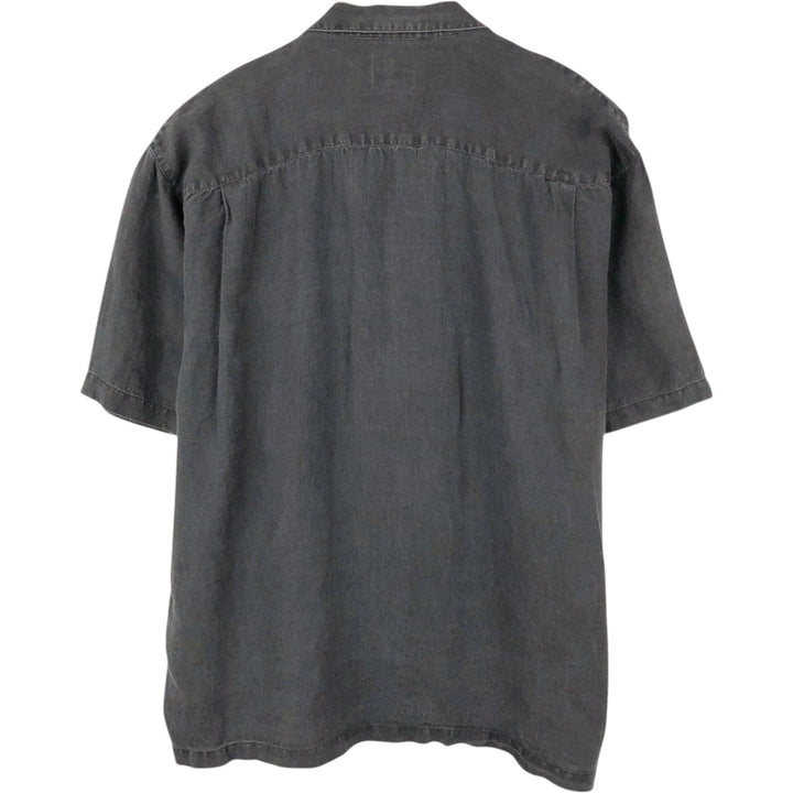 Tommy Bahama Relax Short-Sleeve Open-Collar Linen Shirt, Boxy Fit, Men's Size XL linen black type Vintage Second Hand