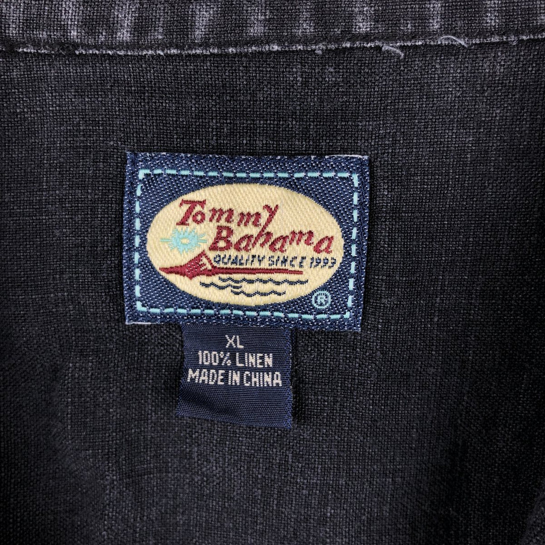 Tommy Bahama Relax Short-Sleeve Open-Collar Linen Shirt, Boxy Fit, Men's Size XL linen black type Vintage Second Hand