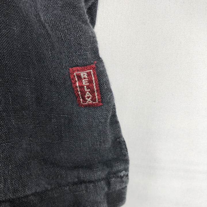 Tommy Bahama Relax Short-Sleeve Open-Collar Linen Shirt, Boxy Fit, Men's Size XL linen black type Vintage Second Hand
