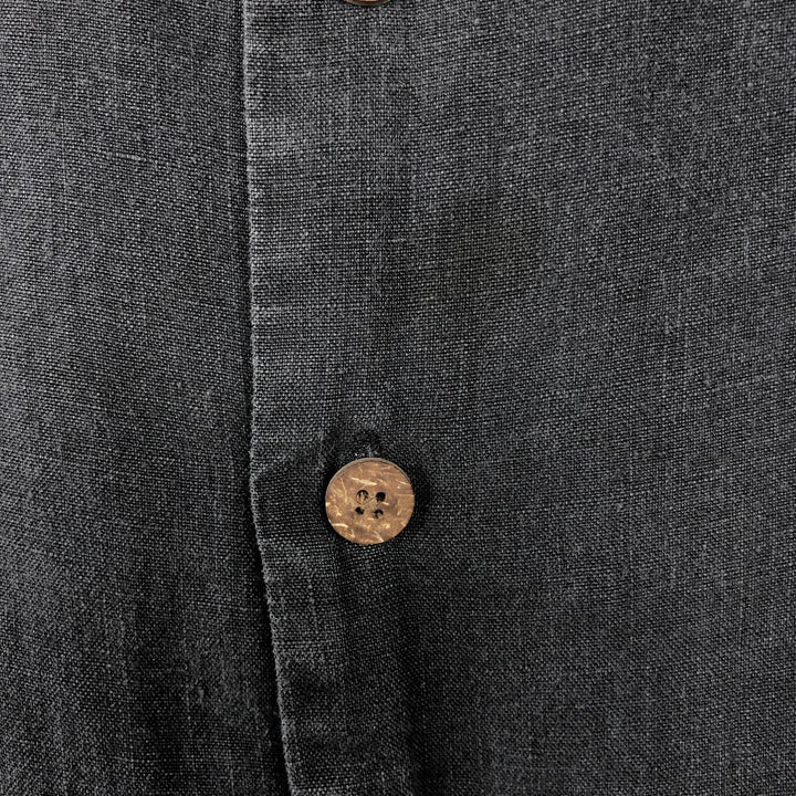 Tommy Bahama Relax Short-Sleeve Open-Collar Linen Shirt, Boxy Fit, Men's Size XL linen black type Vintage Second Hand