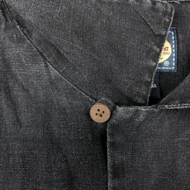 Tommy Bahama Relax Short-Sleeve Open-Collar Linen Shirt, Boxy Fit, Men's Size XL linen black type Vintage Second Hand
