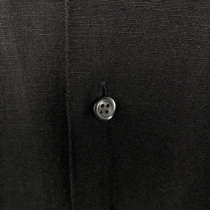 CLUB ROOM Short-Sleeve Open-Collar Linen Shirt, Boxy Fit, Men's Size L linen black type Vintage Second Hand