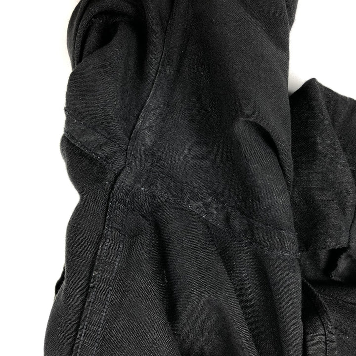 CLUB ROOM Short-Sleeve Open-Collar Linen Shirt, Boxy Fit, Men's Size L linen black type Vintage Second Hand