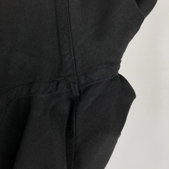 CLUB ROOM Short-Sleeve Open-Collar Linen Shirt, Boxy Fit, Men's Size L linen black type Vintage Second Hand