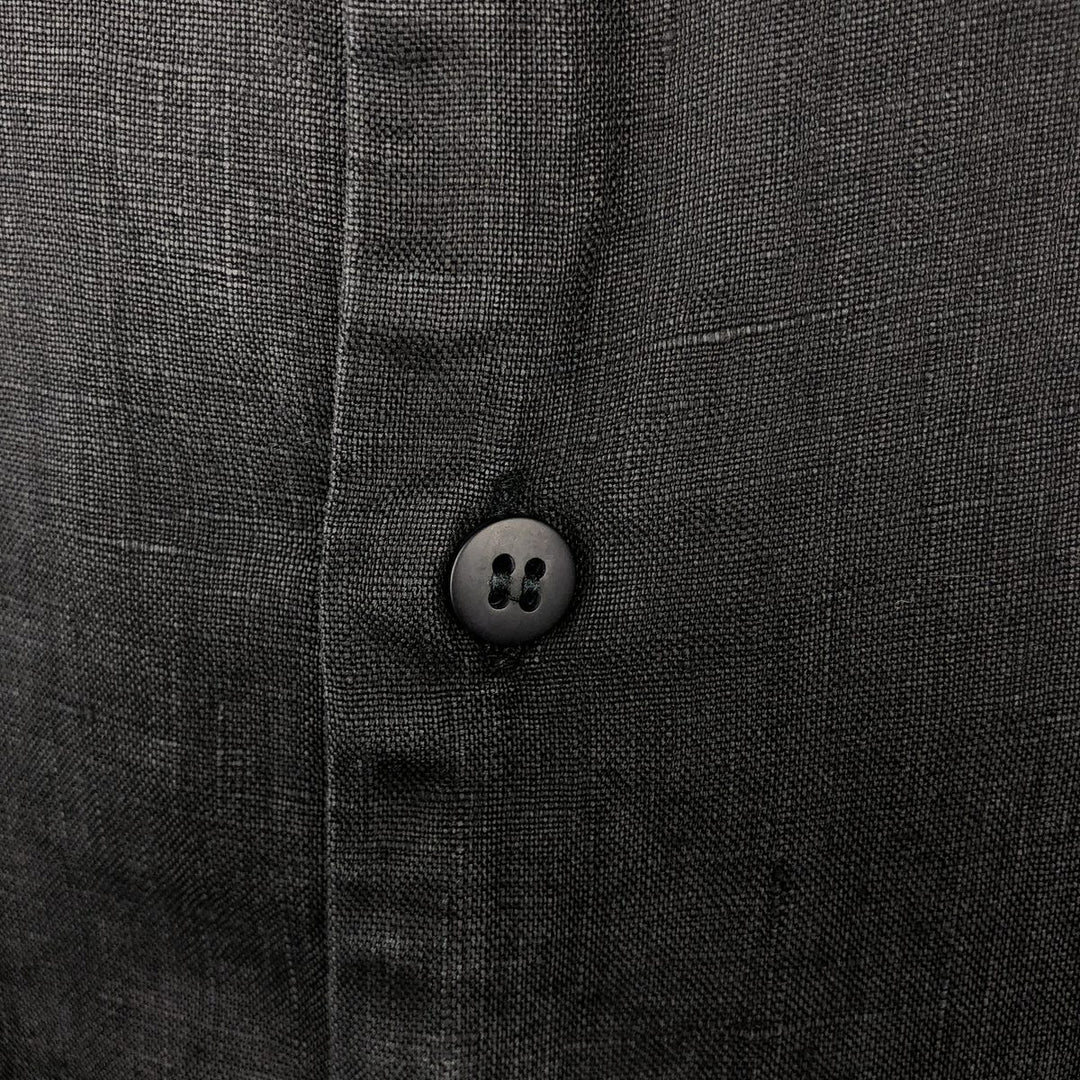 BRUNO Short-Sleeve Open-Collar Linen Shirt, Men's Size XL (Equivalent), Boxy Shirt linen black type Vintage Second Hand