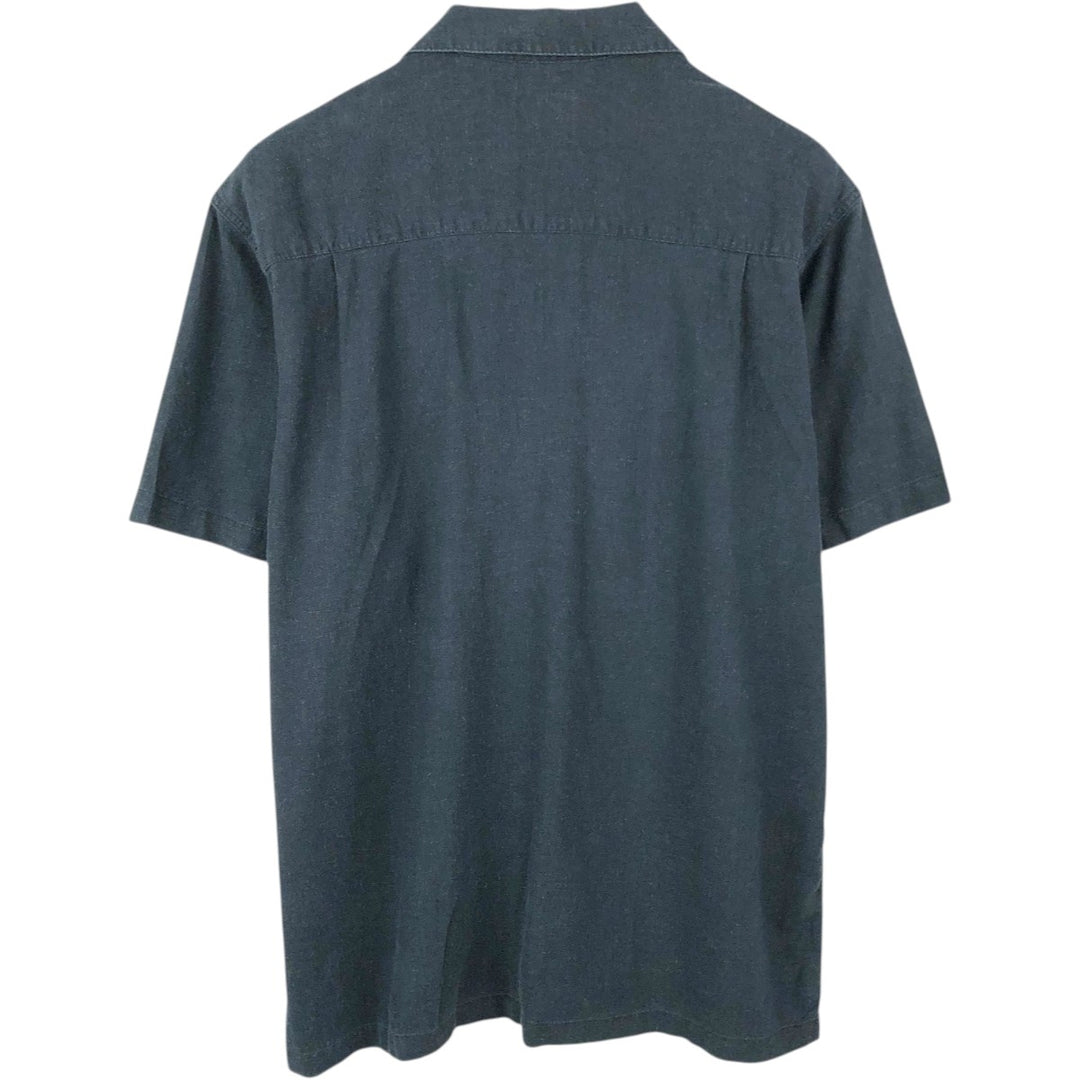 HAGGAR Short-Sleeve Open-Collar Rayon x Linen Shirt, Boxy Fit, Men's Size XL (approx.) linen black type Vintage Second Hand