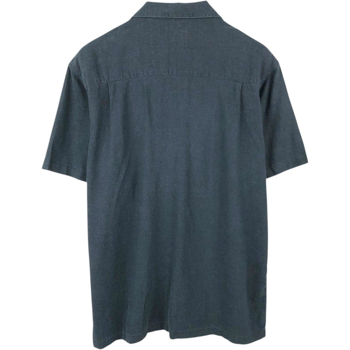 HAGGAR Short-Sleeve Open-Collar Rayon x Linen Shirt, Boxy Fit, Men's Size XL (approx.) linen black type Vintage Second Hand