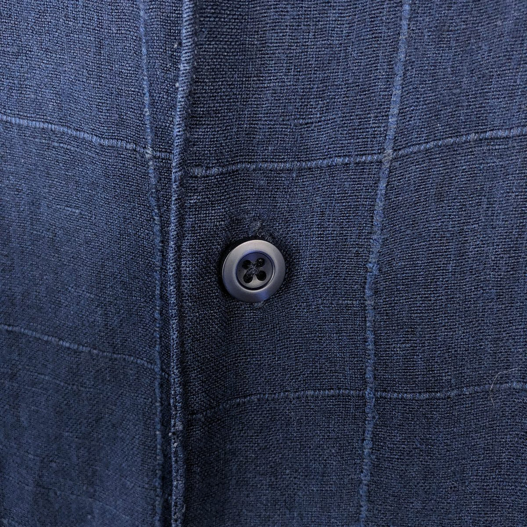 Dockers Record Short-Sleeve Open-Collar Rayon x Linen Shirt, Boxy Fit, Men's Size L (approx.) linen navy blue type Vintage Second Hand
