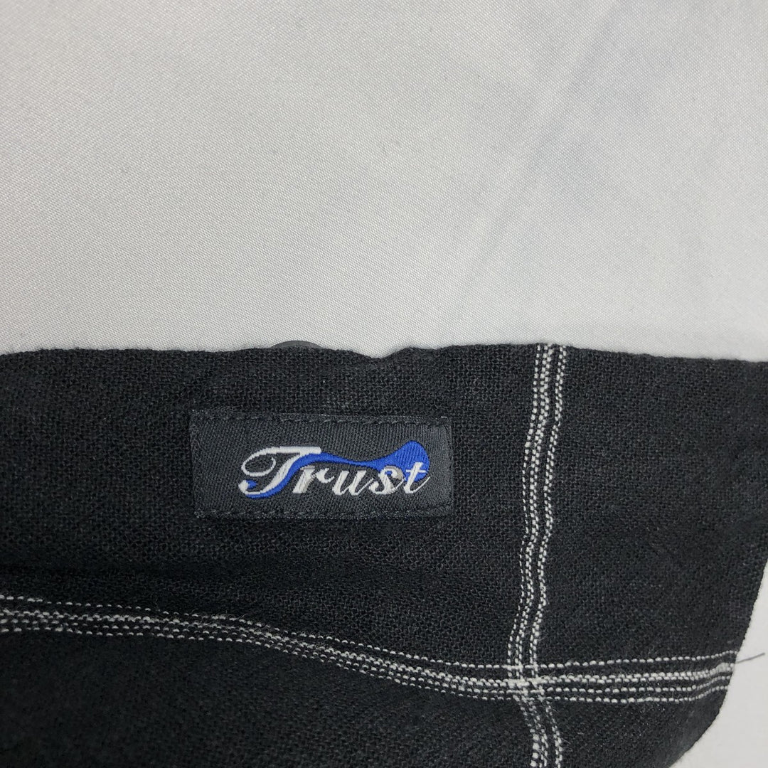 90'S Trust Check Pattern Short-Sleeve Open Collar Linen x Rayon Box Shirt Men's Size M (Equivalent) Vintage linen black type Vintage Second Hand
