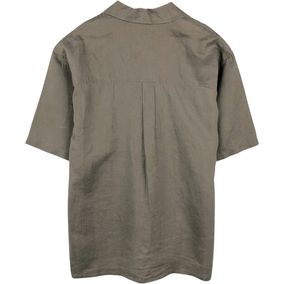 DANIEL ELLISSA Short-Sleeve Open-Collar Linen Shirt, Boxy Shirt, Men's Size XL (approx.) linen brown type Vintage Second Hand