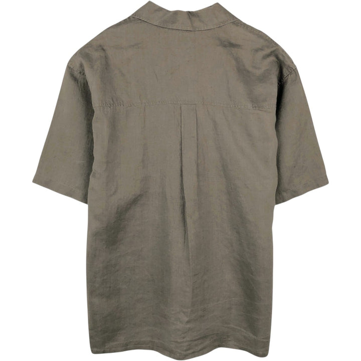 DANIEL ELLISSA Short-Sleeve Open-Collar Linen Shirt, Boxy Shirt, Men's Size XL (approx.) linen brown type Vintage Second Hand