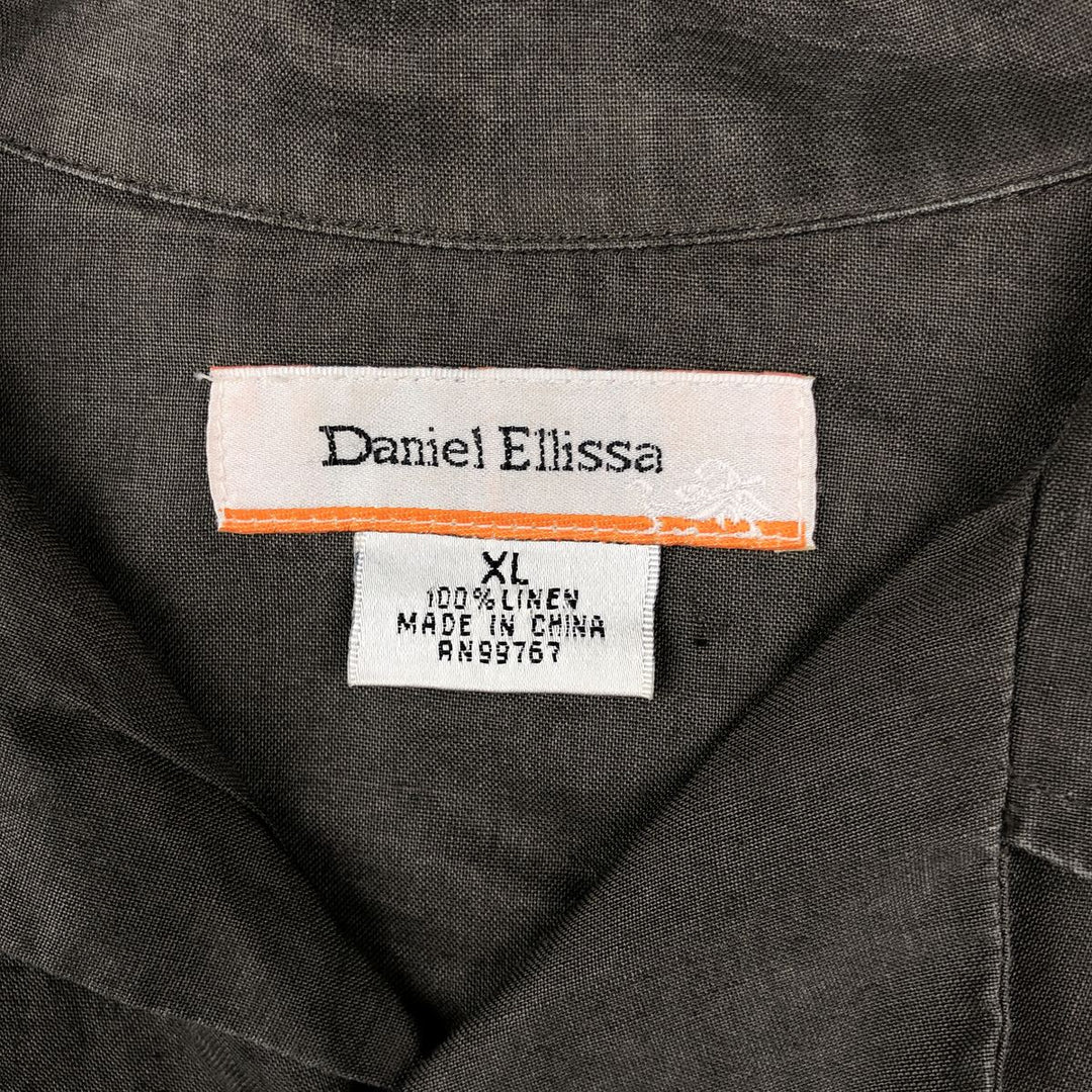 DANIEL ELLISSA Short-Sleeve Open-Collar Linen Shirt, Boxy Shirt, Men's Size XL (approx.) linen brown type Vintage Second Hand