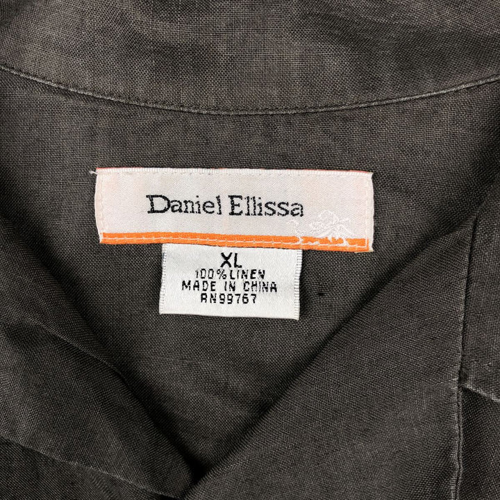 DANIEL ELLISSA Short-Sleeve Open-Collar Linen Shirt, Boxy Shirt, Men's Size XL (approx.) linen brown type Vintage Second Hand