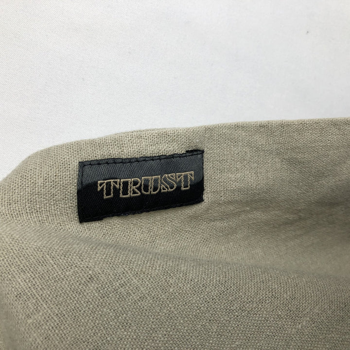 90s-00'S TRUST Short-Sleeve Open-Collar Rayon x Linen Shirt, Boxy Shirt, Men's XL Equivalent, Vintage linen Beige type Vintage Second Hand