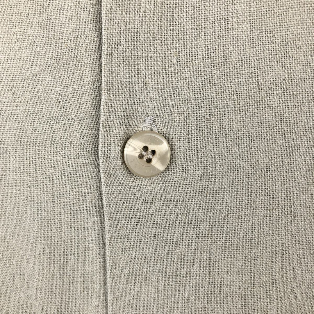 90s-00'S TRUST Short-Sleeve Open-Collar Rayon x Linen Shirt, Boxy Shirt, Men's XL Equivalent, Vintage linen Beige type Vintage Second Hand