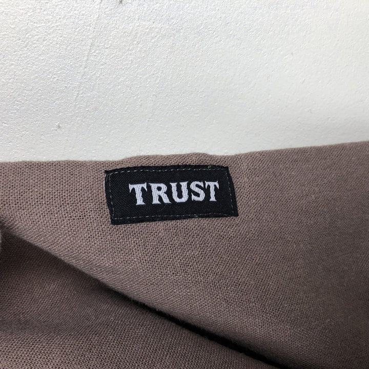 TRUST Short Sleeve Open Collar Rayon and Linen Box Shirt, Men's XL linen brown type Vintage Second Hand