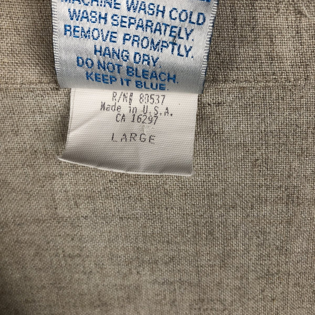 90'S Baja Blue Short-Sleeve Open-Collar Linen Shirt, Boxy Shirt, Made in USA, Men's Size L (Equivalent), Vintage Rayon Beige type Vintage Second Hand