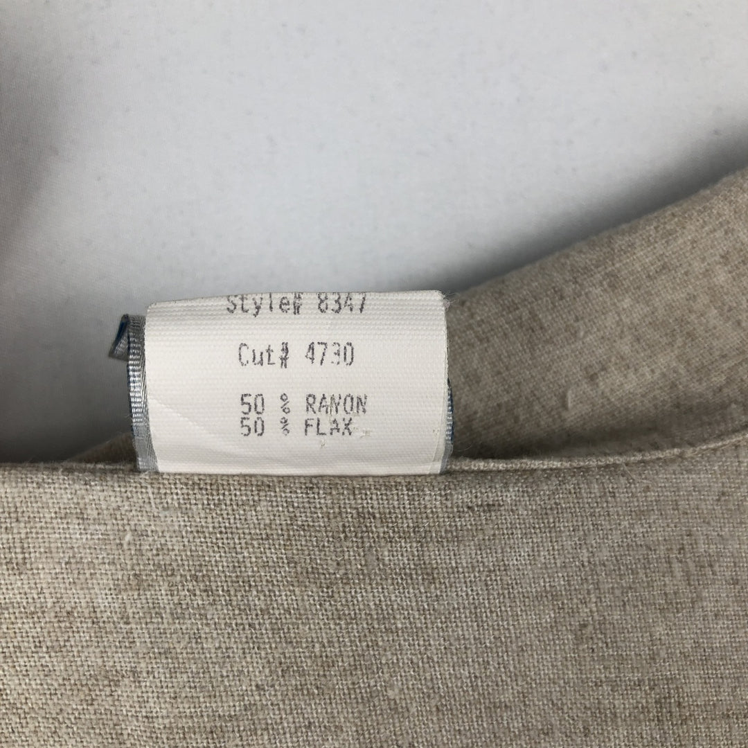 90'S Baja Blue Short-Sleeve Open-Collar Linen Shirt, Boxy Shirt, Made in USA, Men's Size L (Equivalent), Vintage Rayon Beige type Vintage Second Hand