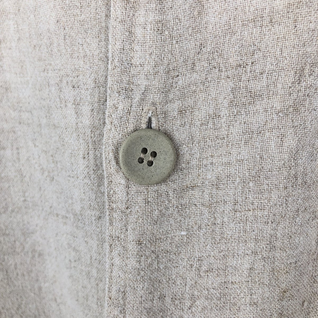 90'S Baja Blue Short-Sleeve Open-Collar Linen Shirt, Boxy Shirt, Made in USA, Men's Size L (Equivalent), Vintage Rayon Beige type Vintage Second Hand