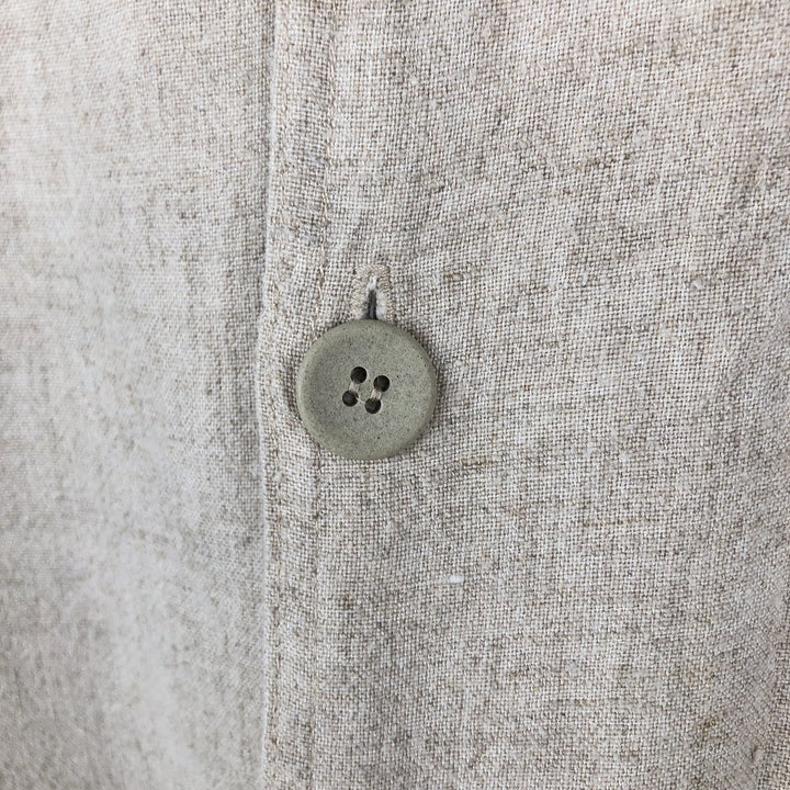 90'S Baja Blue Short-Sleeve Open-Collar Linen Shirt, Boxy Shirt, Made in USA, Men's Size L (Equivalent), Vintage Rayon Beige type Vintage Second Hand