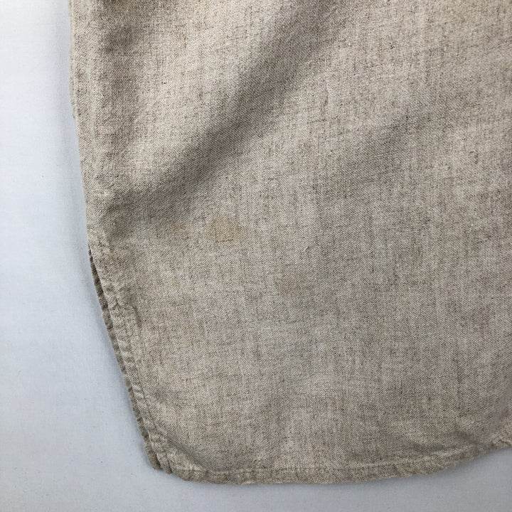 90'S Baja Blue Short-Sleeve Open-Collar Linen Shirt, Boxy Shirt, Made in USA, Men's Size L (Equivalent), Vintage Rayon Beige type Vintage Second Hand