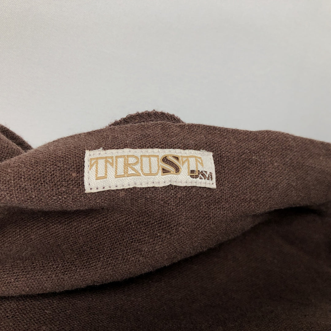 90'S TRUST Short-Sleeve Open-Collar Linen Shirt, Boxy Shirt, Men's Size XL (Equivalent), Vintage linen brown type Vintage Second Hand
