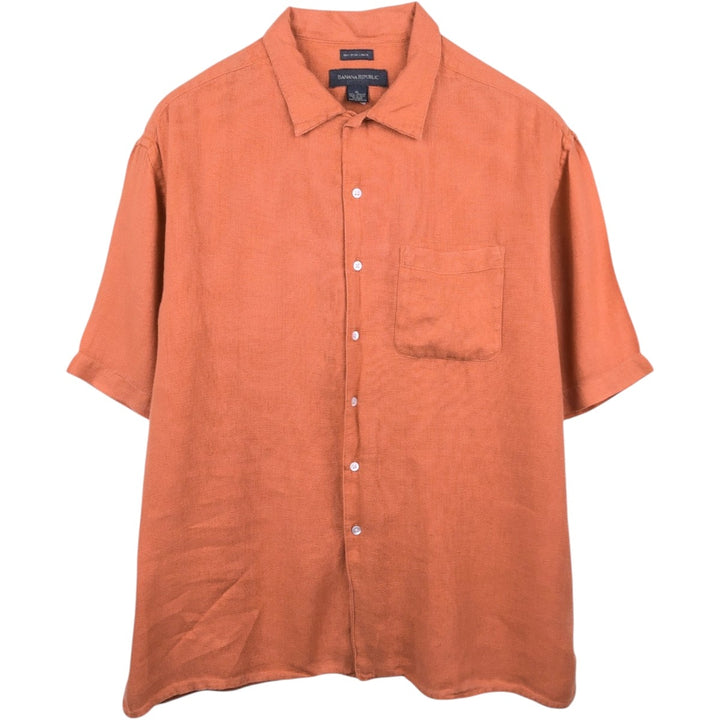 Banana Republic Short-Sleeve Linen Box Shirt (Men's Size XL) linen orange type Vintage Second Hand