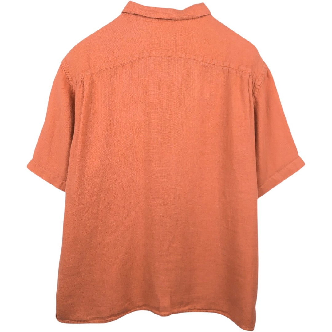 Banana Republic Short-Sleeve Linen Box Shirt (Men's Size XL) linen orange type Vintage Second Hand