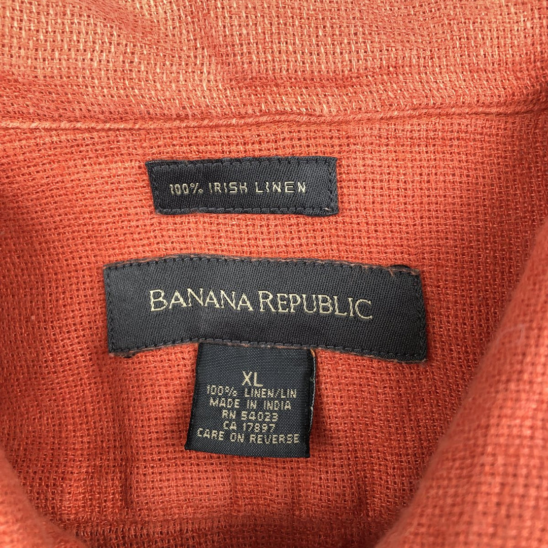 Banana Republic Short-Sleeve Linen Box Shirt (Men's Size XL) linen orange type Vintage Second Hand