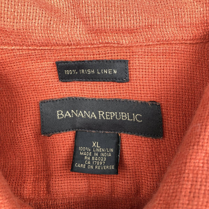 Banana Republic Short-Sleeve Linen Box Shirt (Men's Size XL) linen orange type Vintage Second Hand