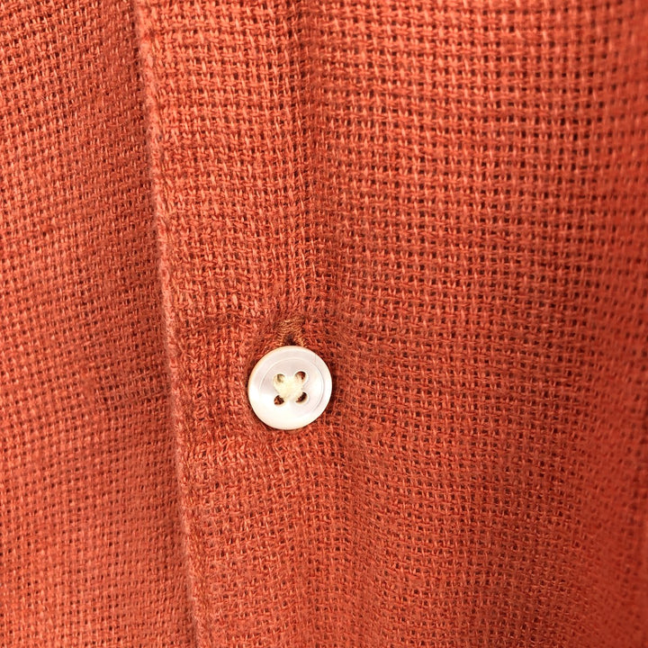 Banana Republic Short-Sleeve Linen Box Shirt (Men's Size XL) linen orange type Vintage Second Hand