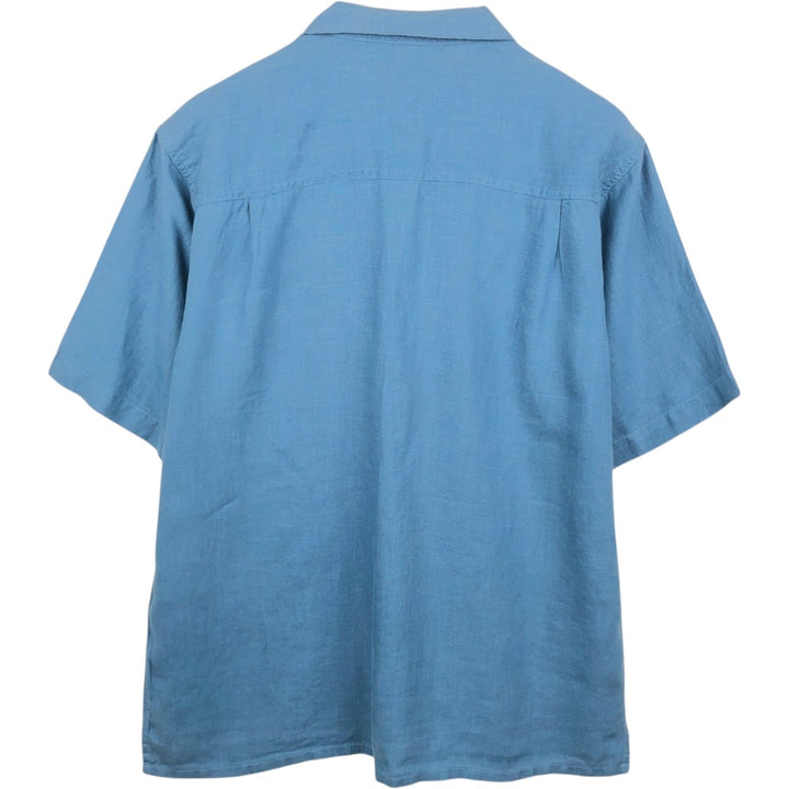 BRUNO WASHABLE LINEN Short-Sleeve Open-Collar Linen Shirt, Boxy Shirt, Men's Size L (approx.) linen Blue type light blue Vintage Second Hand