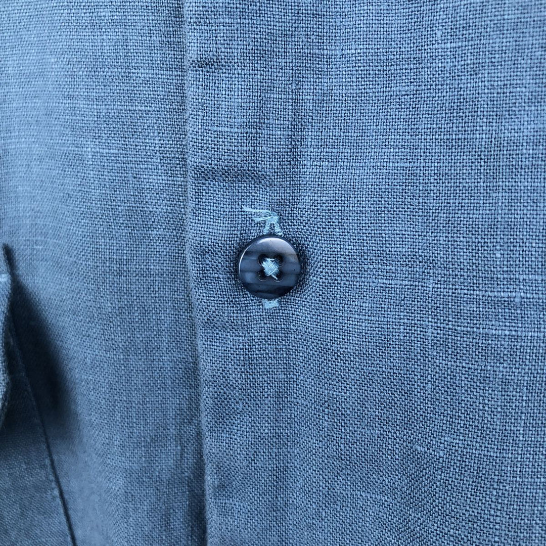 BRUNO WASHABLE LINEN Short-Sleeve Open-Collar Linen Shirt, Boxy Shirt, Men's Size L (approx.) linen Blue type light blue Vintage Second Hand