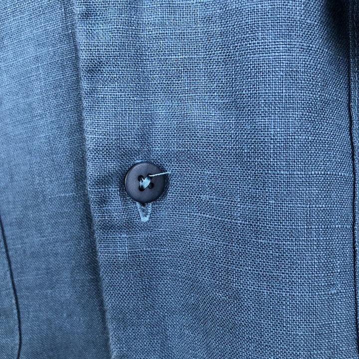 BRUNO WASHABLE LINEN Short-Sleeve Open-Collar Linen Shirt, Boxy Shirt, Men's Size L (approx.) linen Blue type light blue Vintage Second Hand