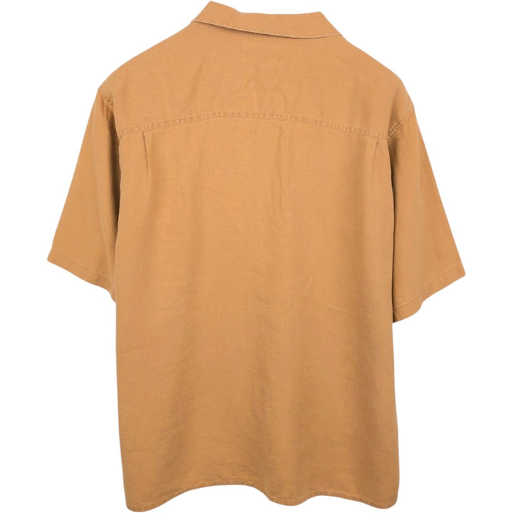 BRUNO WASHABLE LINEN Short-Sleeve Open-Collar Linen Shirt, Boxy Shirt, Men's XL Equivalent linen Copper Vintage Second Hand