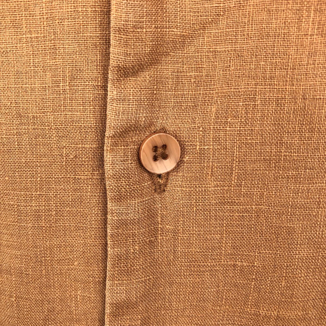 BRUNO WASHABLE LINEN Short-Sleeve Open-Collar Linen Shirt, Boxy Shirt, Men's XL Equivalent linen Copper Vintage Second Hand
