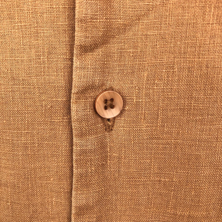 BRUNO WASHABLE LINEN Short-Sleeve Open-Collar Linen Shirt, Boxy Shirt, Men's XL Equivalent linen Copper Vintage Second Hand