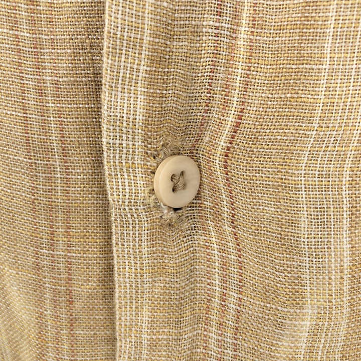 BRUNO Stripe Pattern Short-Sleeve Open-Collar Linen Shirt, Boxy Shirt, Men's XL Equivalent linen Beige type Vintage Second Hand