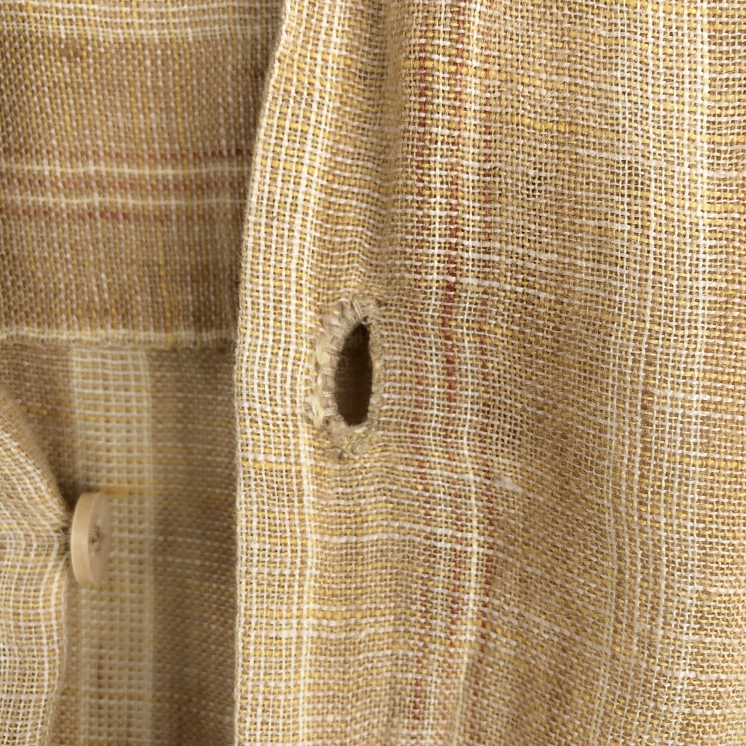 BRUNO Stripe Pattern Short-Sleeve Open-Collar Linen Shirt, Boxy Shirt, Men's XL Equivalent linen Beige type Vintage Second Hand