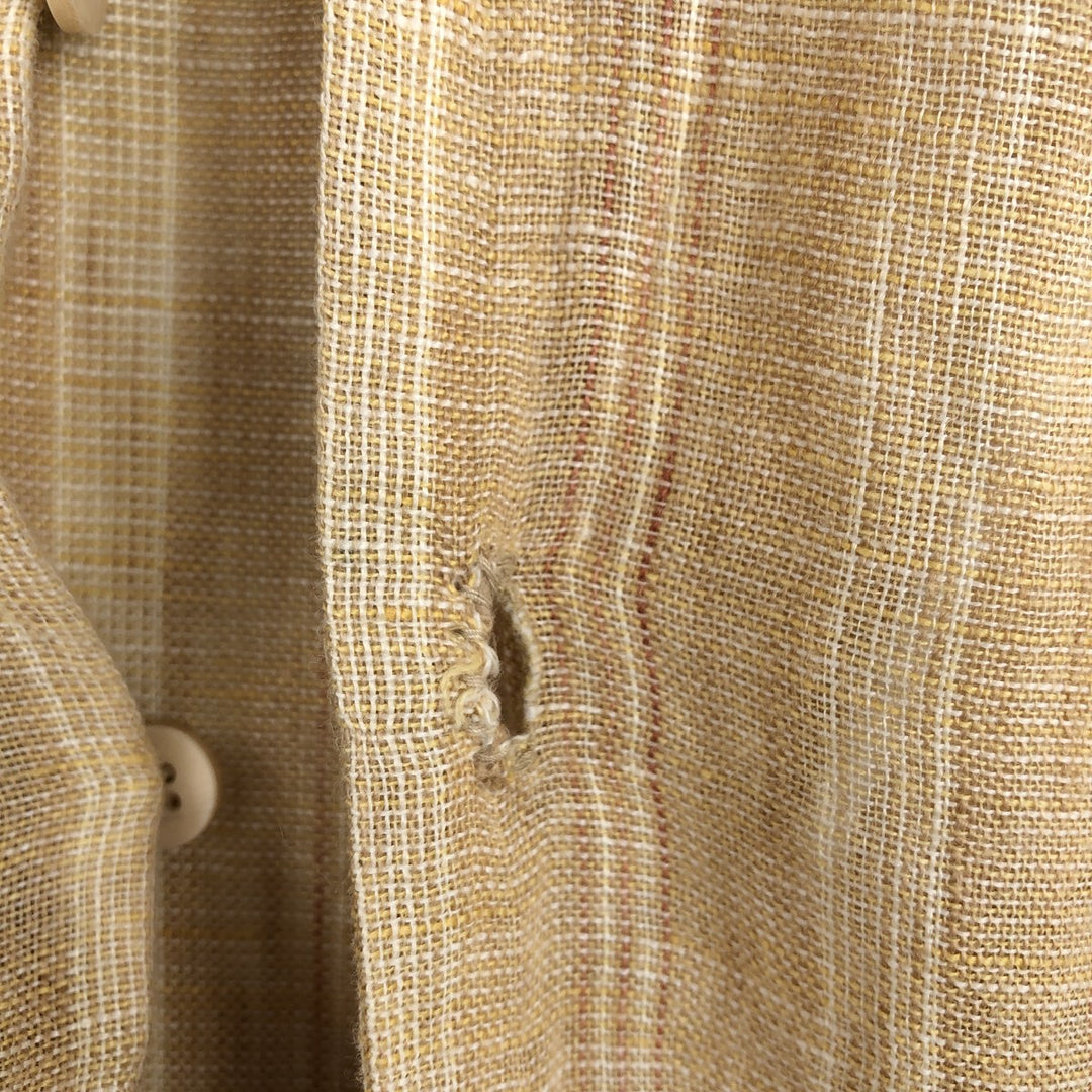 BRUNO Stripe Pattern Short-Sleeve Open-Collar Linen Shirt, Boxy Shirt, Men's XL Equivalent linen Beige type Vintage Second Hand