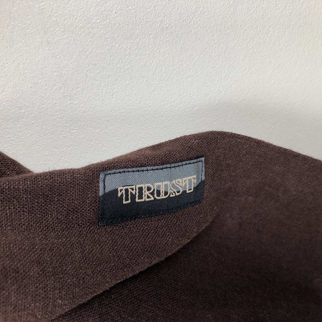 90s-00'S TRUST Short-Sleeve Open-Collar Rayon x Linen Shirt, Boxy Shirt, Men's Size L (Equivalent), Vintage linen brown type Vintage Second Hand