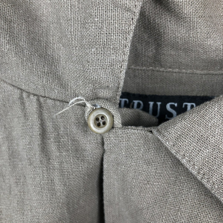 TRUST Short Sleeve Open Collar Rayon and Linen Box Shirt, Men's XL linen brown type Vintage Second Hand