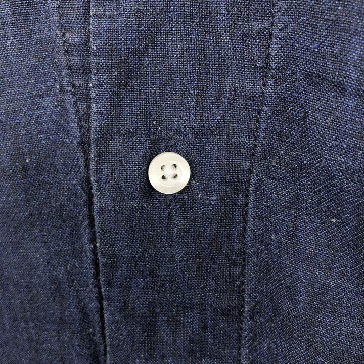Banana Republic Short-Sleeve Open-Collar Linen Shirt, Boxy Fit, Men's Size M linen navy blue type Vintage Second Hand