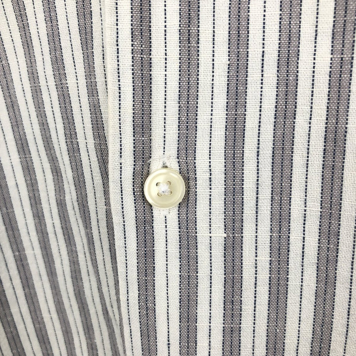 Abercrombie & Fitch Stripe Pattern Short-Sleeve Open-Collar Linen Shirt, Boxy Shirt, Men's Size L (approx.) cotton white type Vintage Second Hand