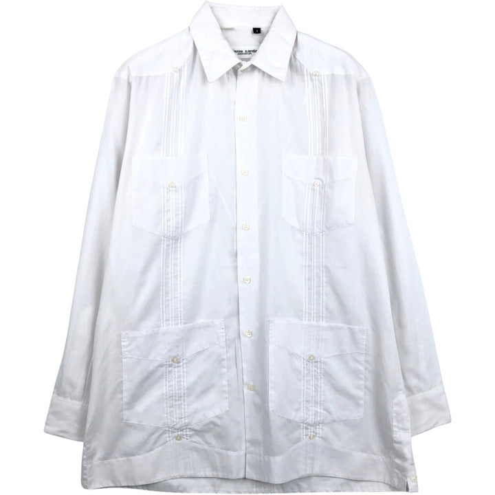 Pierre Cardin MONSIEUR Long-Sleeve Mexican Shirt, Cuban Shirt, Boxy Shirt, Men's Size M (approx.) polyester white type Vintage Second Hand