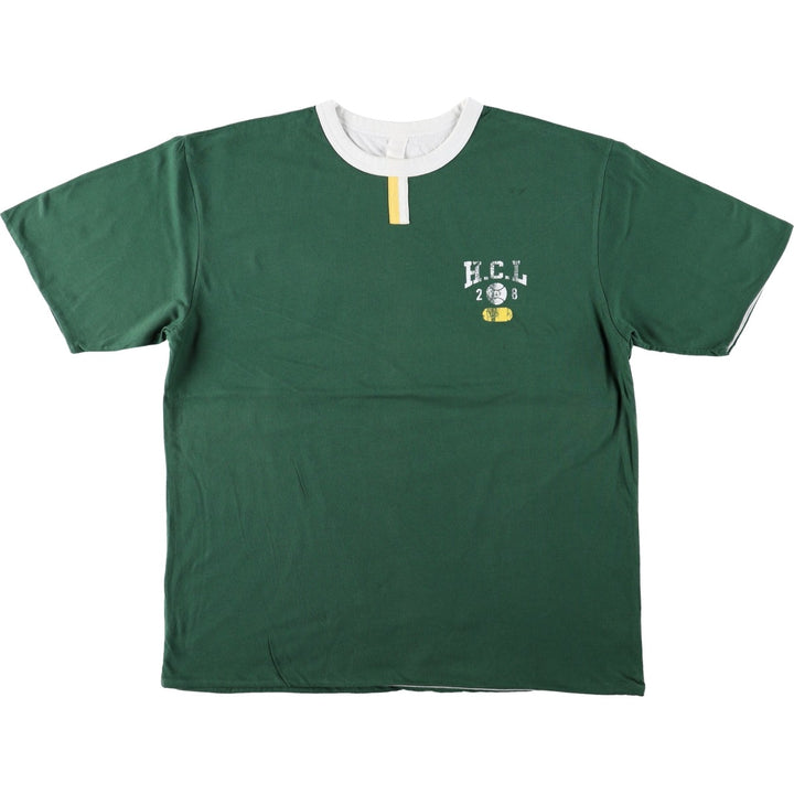 College T-shirt, Men's size L cotton green type Vintage Second Hand