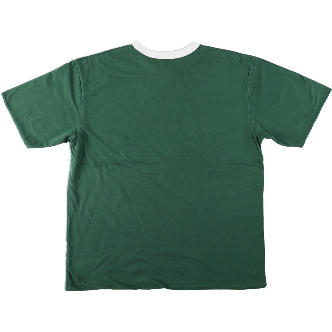 College T-shirt, Men's size L cotton green type Vintage Second Hand