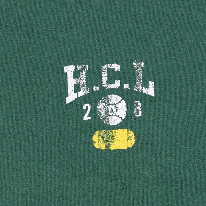 College T-shirt, Men's size L cotton green type Vintage Second Hand