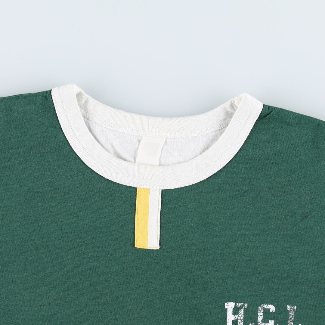 College T-shirt, Men's size L cotton green type Vintage Second Hand